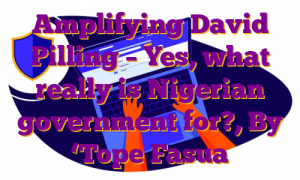 Amplifying David Pilling – Yes, what really is Nigerian government for?, By ‘Tope Fasua