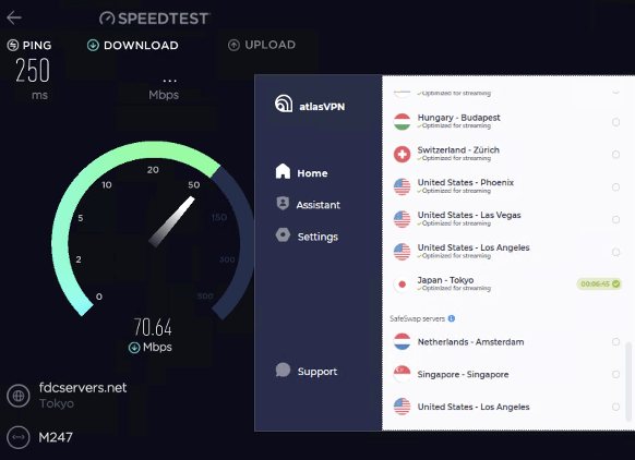 Speed testing Atlas VPN