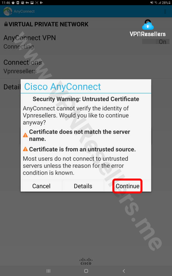 نصب واجرای Cisco برای اندروید