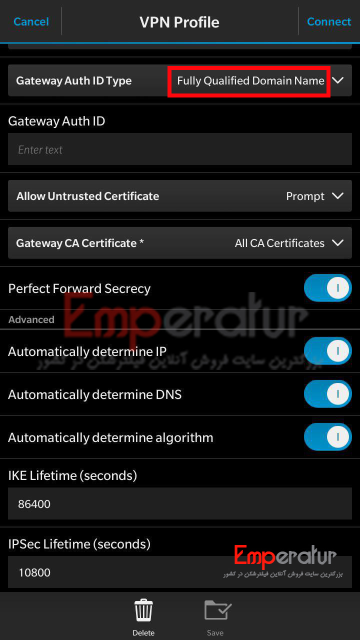 آموزش فیلتر شکن ikev2 برای بلک بری