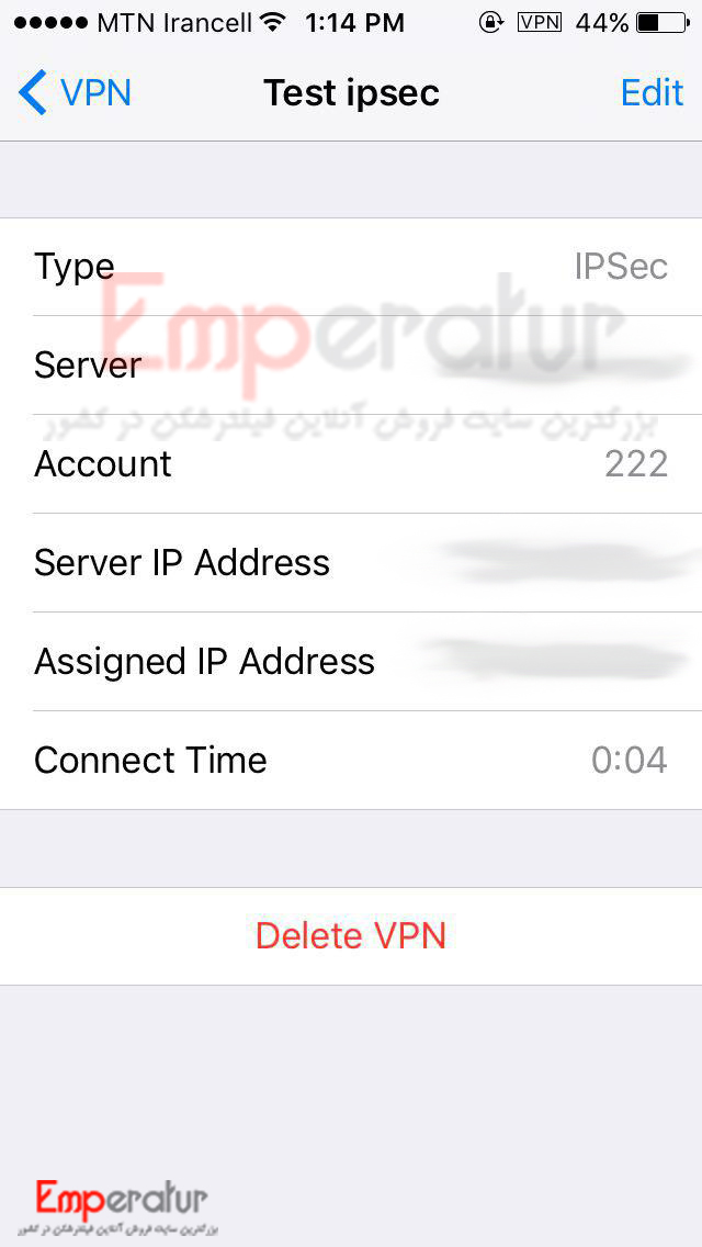 آموزش کامل VPN IPSec آیفون